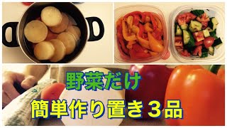 一人暮らしの週末作り置き【野菜オンリー３品🫑🥒🍅】