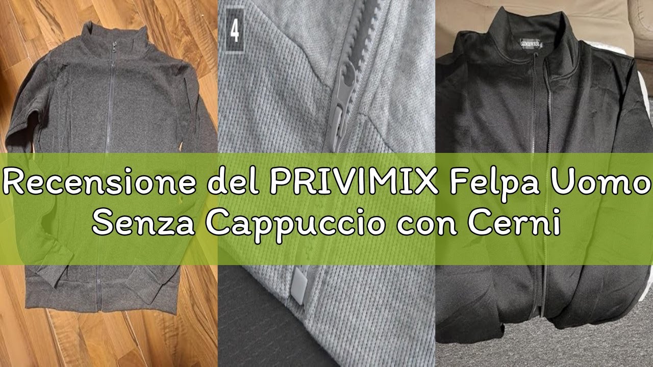 Recensione del PRIVIMIX Felpa Uomo Senza Cappuccio con Cerniera Zip Invernale Hoodie Pullover M-3XL