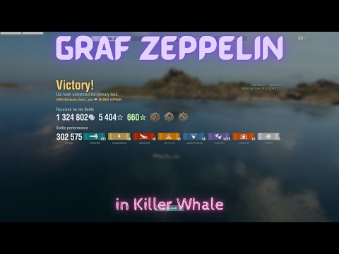 {13.2}Tier 8 CV DKM Graf Zeppelin in Killer Whale - 302k damage using torpedoes & secondaries