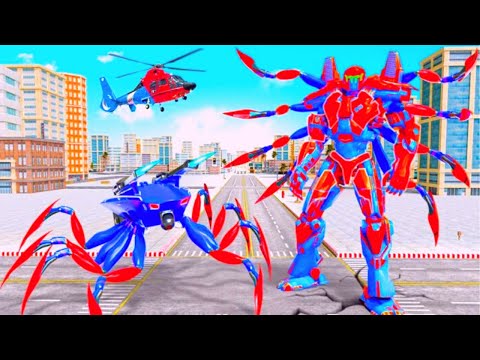 Spider Robot Car City Rescue Mission Robot Transforming Android Gameplay By Games Zone