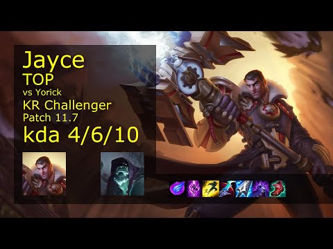 Jayce vs Yorick Top - KR Challenger 4/6/10 Patch 11.7 Gameplay // [롤] 제이스 vs 요릭 탑