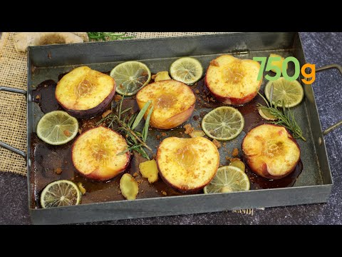 Recettes des pêches rôties au miel, gingembre et romarin - 750g