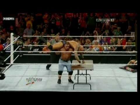 Randy Orton Attitude Adjusment Into RKO to John Cena Trough Table