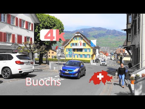 SWITZERLAND - Buochs - GISWIL - LUNGERN - Walking Tour beautiful villages - hermosos pueblos - 4k