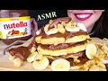 PANCAKES WITH NUTELLA CHOCOLATE SPREAD BANANA NUTS ASMR Mukbang Real Eating Sounds