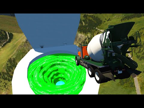 Cars Jumping Into Giant Toxic Toilet - Beamng drive