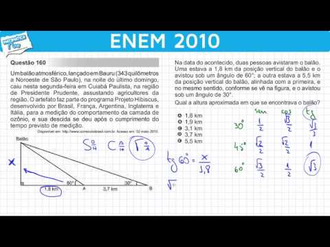 ENEM 2010 Matemática #25 - Razões Trigonométricas num Triângulo Retângulo