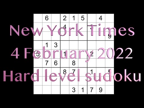 Sudoku solution – New York Times sudoku 4 February 2022 Hard level