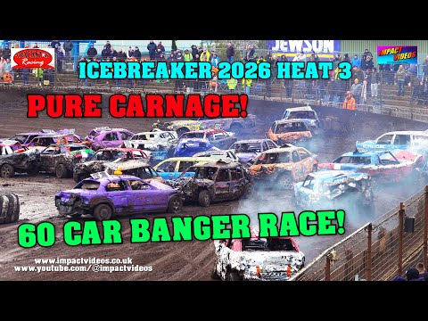 Unlimited Bangers Icebreaker 2026 Heat 3 Race Edit. 60 Car Banger Race!