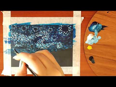 Van Gogh's Christmas snowman painting| acrylic painting for beginners