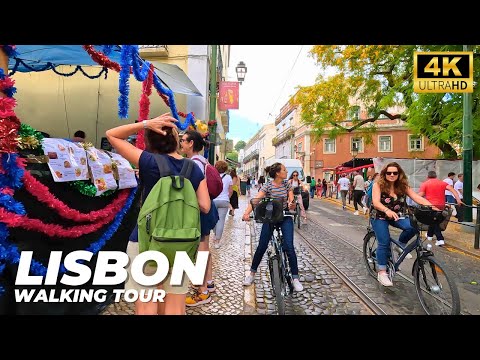 🇵🇹 [4K WALK] Alfama Walking Tour Lisbon - PRE Festa de Santo António Lisboa 2023