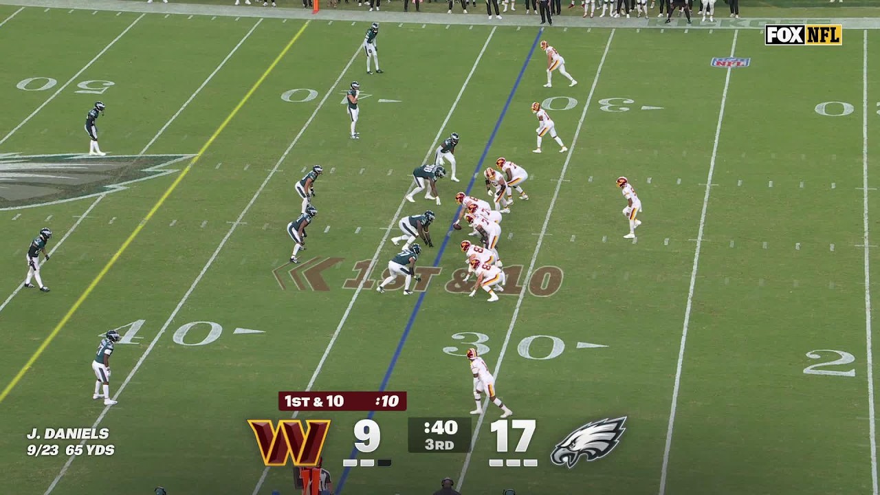 Jayden Daniels puts on a juke-and-spin clinic on scramble vs. Eagles