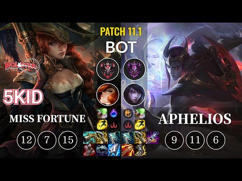 KT 5kid Miss Fortune vs Aphelios Bot - KR Patch 11.1
