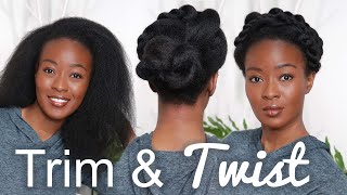 Quick Trim & Twisted Updo | Low Manipulation Hairstyle