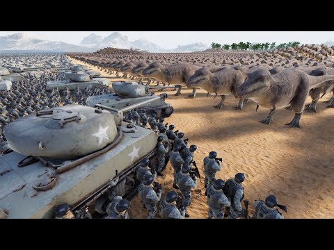 50,000 T-REX VS MODERN SOLDIERS + TANKS - UEBS 2 - Ultimate Epic Battle Simulator 2