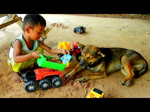 My Little Boy Vithu Driving Truck At Home, My Dog Loves Baby & Care || Village Video