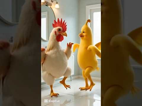chicken 🐔 banana 🍌 dancing in bathroom #funny #shorts #chicken #banana