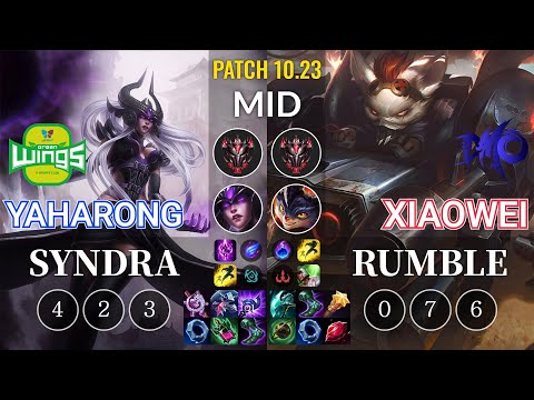 JAG Yaharong Syndra vs DMO Xiaowei Rumble Mid - KR Patch 10.23