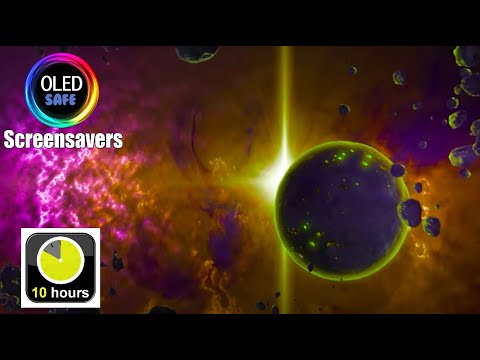 Nebula With Planets Screensaver With Space White Noise - 11 Hours - 4K - OLED Safe