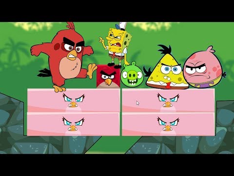 Angry Birds Kick Out Piggies - RED AND STELLA KICK OUT PIG AND SPONGEBOB!