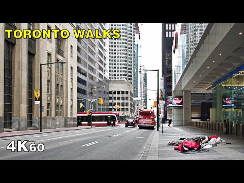 Downtown Toronto Pandemic Walk - Bay Street on April 15, 2020 [4K]