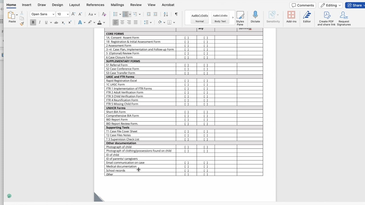 Supporting Tools Video: S1 Case File Cover Sheet