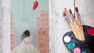 Рисуем утро в Париже гуашью - Видео онлайн