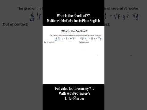 What Is the Gradient?? Multivariable Calculus Explained #Shorts