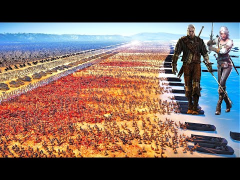 4,000,000 WITCHERS vs HUMAN ARMY Beach Defense - Ultimate Epic Battle Simulator 2