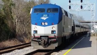 [AMTRAK]203 GE P42DC Solo Leads P089-18 Coming Into Fay NC To Pick Up Passengers Headed SB