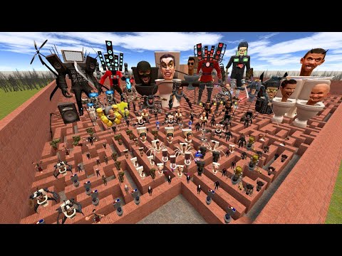 Trying to Escape Skibidi Toilet dustbin  in the BIG MAZE - Garry's Mod EPISODE 160