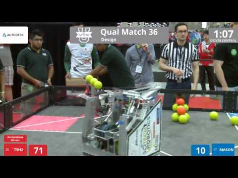 VEX Worlds 2016 - VEX U - Design - Qual 36 (TSH2) 226 vs 165 (MASON)