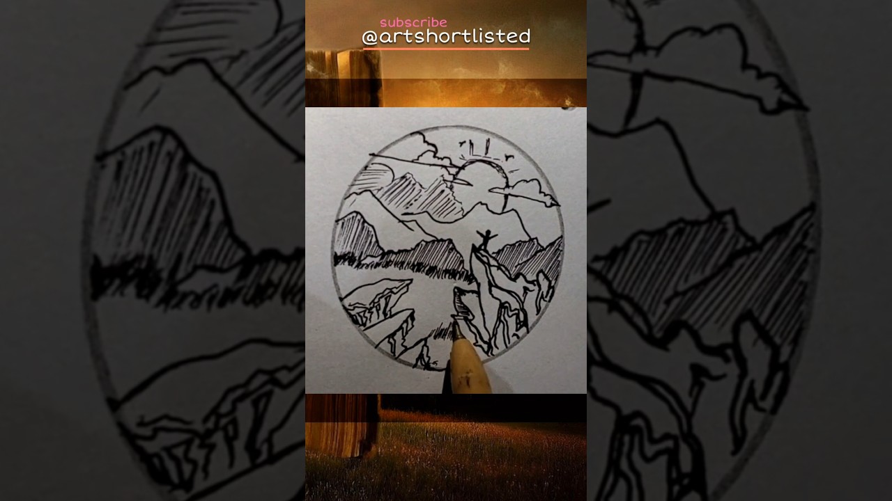 Simple Scenery Drawing (:25:) || #artshortlisted #drawing #simpleart #sketch #draw #shorts