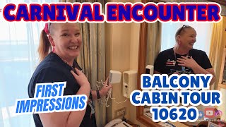 First Impressions & Full Walk-Through | Carnival Encounter Balcony Cruise Cabin Tour 10620