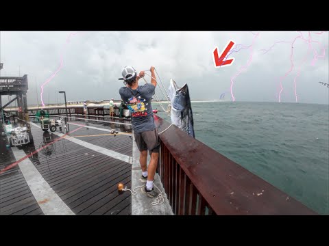 Pier Fishing In Lightning Storm When Things Got CRAZY!