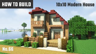 マイクラ建築：ジャングルの木で作る赤い屋根のコンパクトな家の作り方。10x10ブロックで簡単に。No.66【Minecraft】