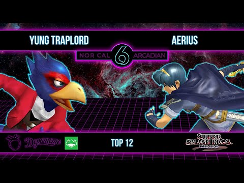 NorCal Arcadian 6 -  Yung Traplord (Falco) VS Aerius (Marth) - SSBM - Top 12 (Top 48 Losers Round 5)