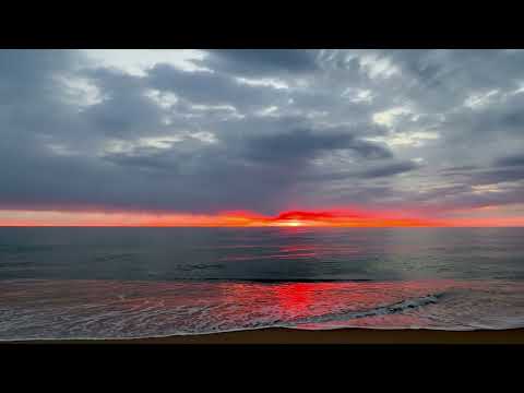 Dramatic beach sunrise, peaceful wave sounds, Outer Cape Cod