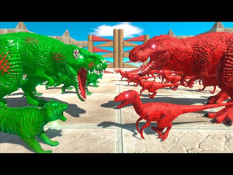 ⚡ ZOMBIE T-REX Army vs VIRUS T-REX Army DEATH DUEL - 🦖 Animal Revolt Battle Simulator 🦕