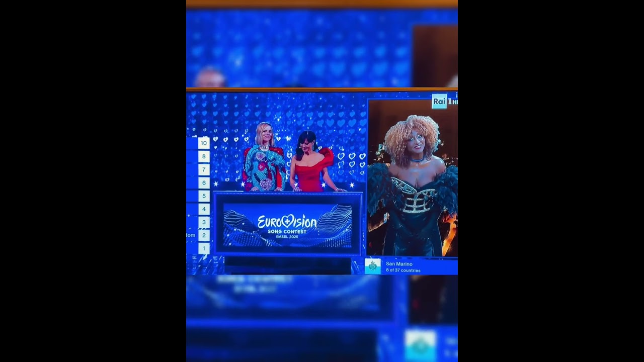 Lucio Corsi receives San Marino’s points from Senhit – Eurovision 2025