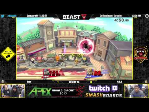 B.E.A.S.T 5 − Izaw (Sheik, Fox) vs C.R.Z (Fox) − SSB4 Singles Losers R4