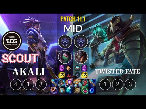 EDG Scout Akali vs Twisted Fate Mid - KR Patch 11.1