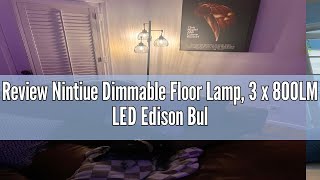 Review Nintiue Dimmable Floor Lamp, 3 x 800LM LED Edison Bulbs Included, Farmhouse Industrial Floor