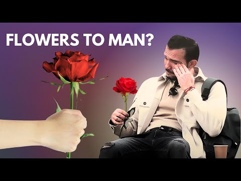 Man CRIES after receiving a FLOWER for the first time.