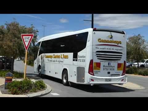 GC&T Volvo B9R (Marcopolo Audace 1050) CVL3465 departs Busselton Jetty