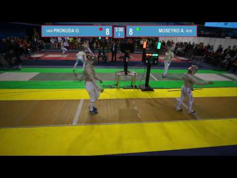 T16. MOSEYKO Alina (RUS) - PROKUDA Olena (UKR). Sabre women.