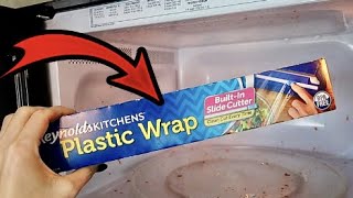 Put PLASTIC WRAP in your MICROWAVE & WATCH WHAT HAPPENS! 💥 ($1.25 Amazing Shiny Kitchen Trick)