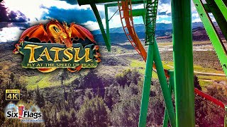 2024 Tatsu Flying Roller Coaster On Ride Front Seat 4K POV Six Flags Magic Mountain