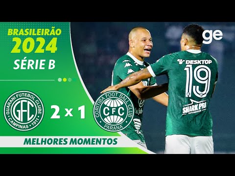 Gols e lances de Guarani x Coritiba
