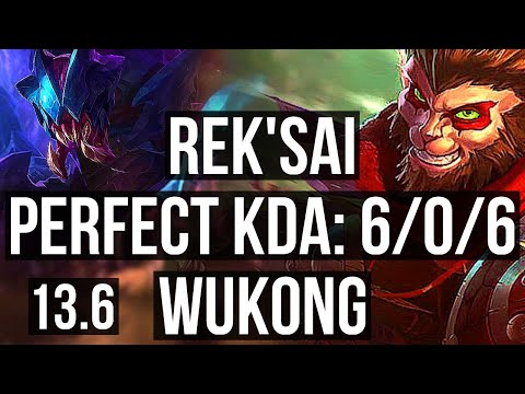 REK'SAI vs WUKONG (JNG) | 6/0/6, 900+ games, 900K mastery, Dominating | KR Master | 13.6